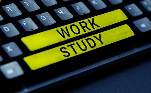 Text sign showing Work Study. Word for college program that enables students to 스톡 사진