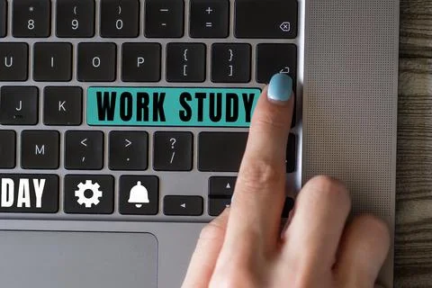 Text sign showing Work Study. Word Written on college program that enables Stock Photos