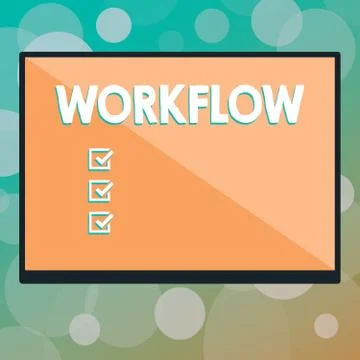 Text sign showing Workflow. Conceptual photo sequence of industrial Stock Illustration