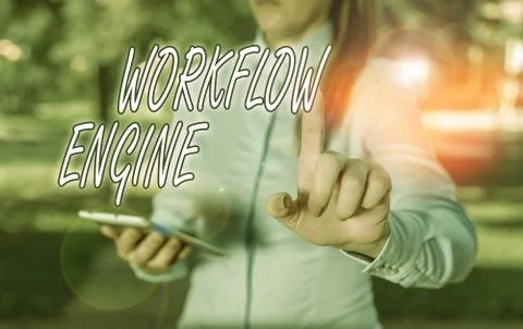 Text sign showing Workflow Engine. Conceptual photo software application that Foto stock