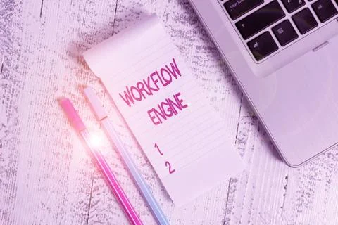 Text sign showing Workflow Engine. Conceptual photo software application that Foto stock
