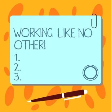 Text sign showing Working Like No Other. Conceptual photo Hard work to achieve Stock Illustration