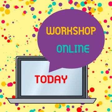 Text sign showing Workshop Online. Conceptual photo room or building in which 스톡 일러스트