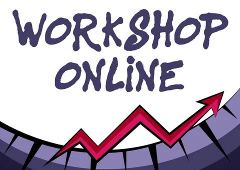 Text sign showing Workshop Online. Business idea group of showing engage in Stock Illustration
