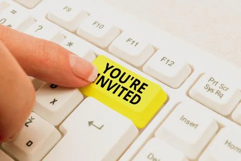 Text sign showing You Re Invited. Business concept make a polite friendly Stock Photos