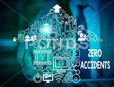 Text sign showing Zero Accidents. Conceptual photo important strategy for Stock Photos
