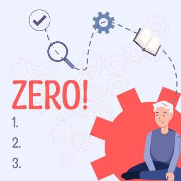 Text sign showing Zero. Concept meaning no quantity or number nought Nothing Ilustração Stock