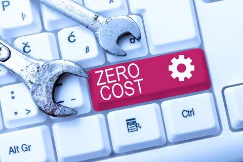 Text sign showing Zero Cost. Business showcase business decision that does not Stockfoto's