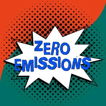 Text sign showing Zero Emissions. Business idea emits no waste products that Stock Illustration