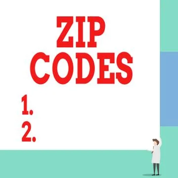 Text sign showing Zip Codes. Conceptual photo numbers added to a postal address Stock Illustration