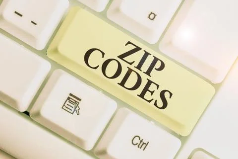 Text sign showing Zip Codes. Conceptual photo numbers added to a postal address Foto stock