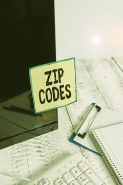 Text sign showing Zip Codes. Conceptual photo numbers added to a postal address Stock Photos