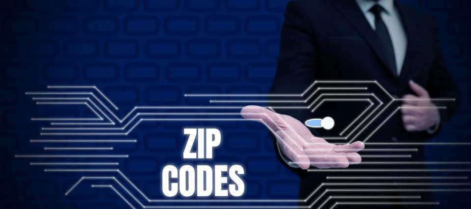 Text sign showing Zip Codes. Conceptual photo numbers added to a postal address 스톡 사진