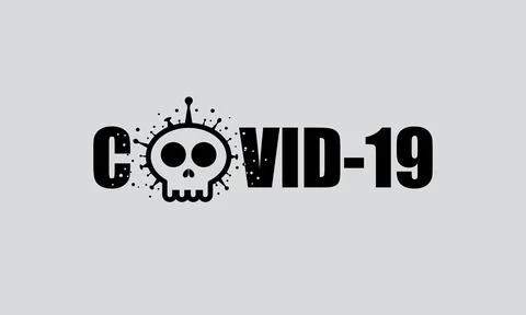 Text with Skull shape Covid-19 coronavirus. Vector illustration deadly virus  Stock Illustration