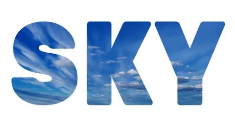 Text of the sky on the background of blue clouds Illustration