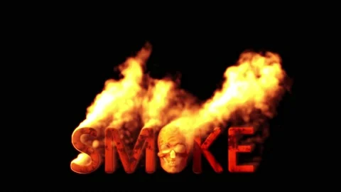 Text smoke with human skull burning on black backdrop, isolated - loop video Stock Footage 199283704
