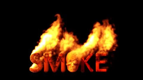 Text smoke with human skull burning on black bg Stock Illustration