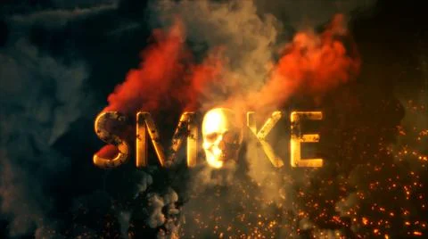 Text smoke with skull burning on dark smoke background Stock Illustration