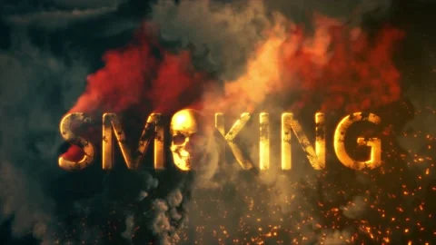 Text smoking with skull burning on dark smoke bg - loop video Stock Footage 200850825
