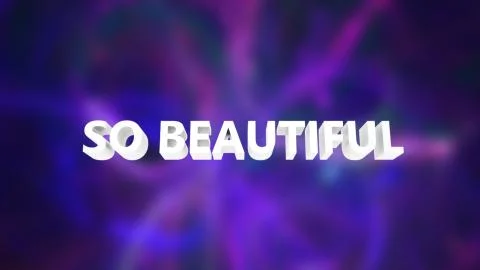 Text So beautiful on a blurry multicolour background, computer generated 3d Stock Illustration