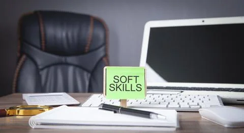 Text Soft Skills on sticky note on the table. Stock Photos