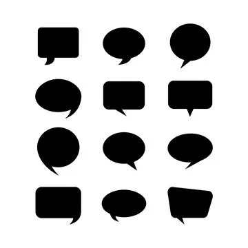 Text speech bubble different style blank banner set vector Stock Illustration
