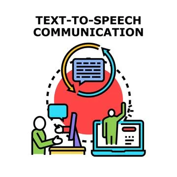 Text to speech communication technology converting digital content Stock Illustration