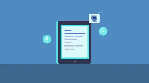 Text to speech reader online using AI voice assistant, 2d animation. Stock Footage 337956217