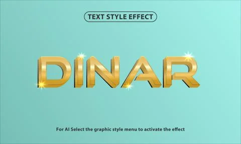 Text style effect of 3D Gold Dinar lettering and font style effect Illustrazione stock