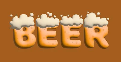 Text stylized as a beer drink, splashes and drops. Stylish design for a brand Stock Illustration