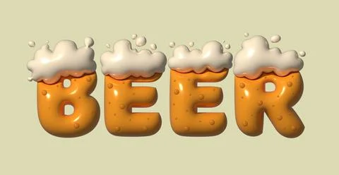 Text stylized as a beer drink, splashes and drops. Stylish design for a brand Stock Illustration
