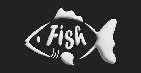 Text stylized as a fish. Stylish design for a brand, label or advertisement Stock Illustration