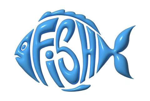Text stylized as a fish. Stylish design for a brand, label or advertisement Stock Illustration