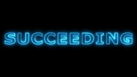 Text succeeding glowing blue neon on black background. 動画素材 332533708
