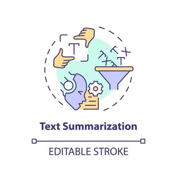 Text summarization multi color concept icon Stock Illustration