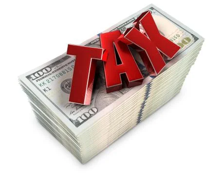 Text TAX 3d rendering on white background.(with Clipping Path). Stock Illustration