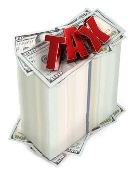 Text TAX 3d rendering on white background.(with Clipping Path). Stock Illustration