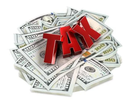 Text TAX 3d rendering on white background.(with Clipping Path). Stock Illustration