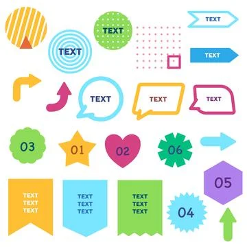 Text template dialogue speech bubble conversation and shape text colorful Stock-Illustration