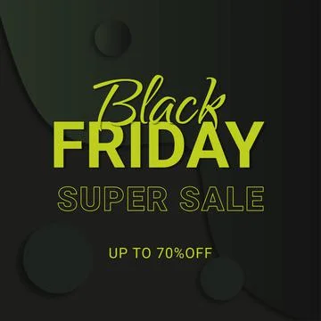 Text text black friday super sale and up to 70 off on a dark background Stock Illustration