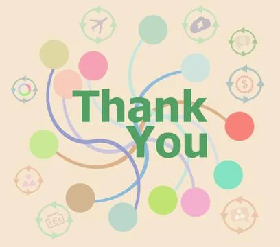 Text thank you on digital screen, social concept . Futuristic graphic user in Stock Illustration