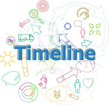 Text Timeline. Time concept . Simple infographics thin line icons set Stock Illustration