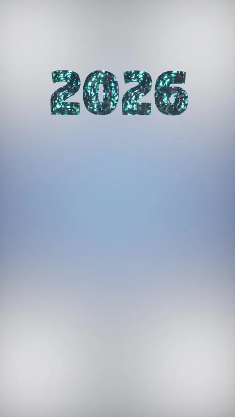 Text title 2026 in diamond shining material. Blue headline for the beginning Stock Footage 321660855