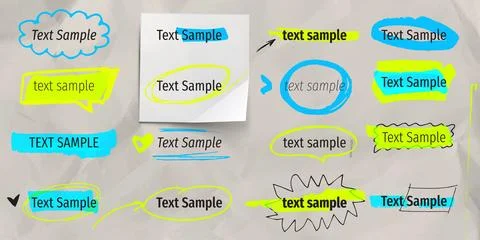 Text title frames and highlight colorful boxes Stockillustratie