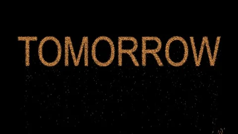 Text TOMORROW appears from the sand, then crumbles. Alpha channel Premultiplied Stock Footage 83072706