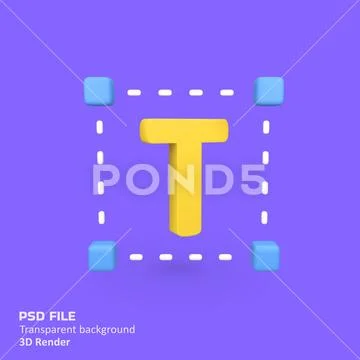 Text Tool isolated 3d render icon illustration PSD Template