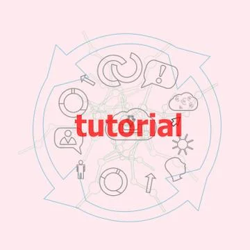 Text tutorial. Education concept . Flat outline linear Infographic Stockillustratie
