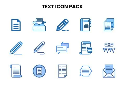 Text Two Colour Design Icons Pack Stock Illustration
