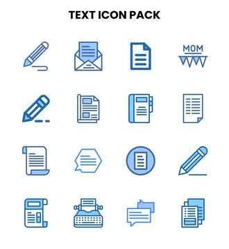 Text Two Colour Set Icons Pack Stock Illustration