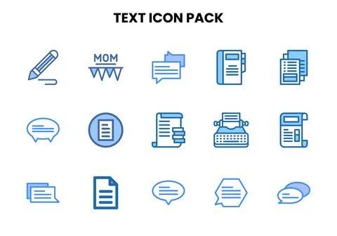 Text Two Colour UI Icons Pack Stock Illustration